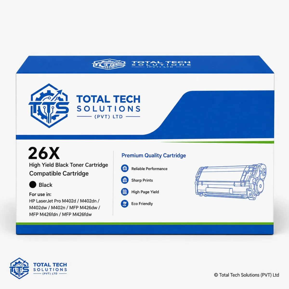 HP 26X High Yield Black Compatible Toner Cartridge, image 2