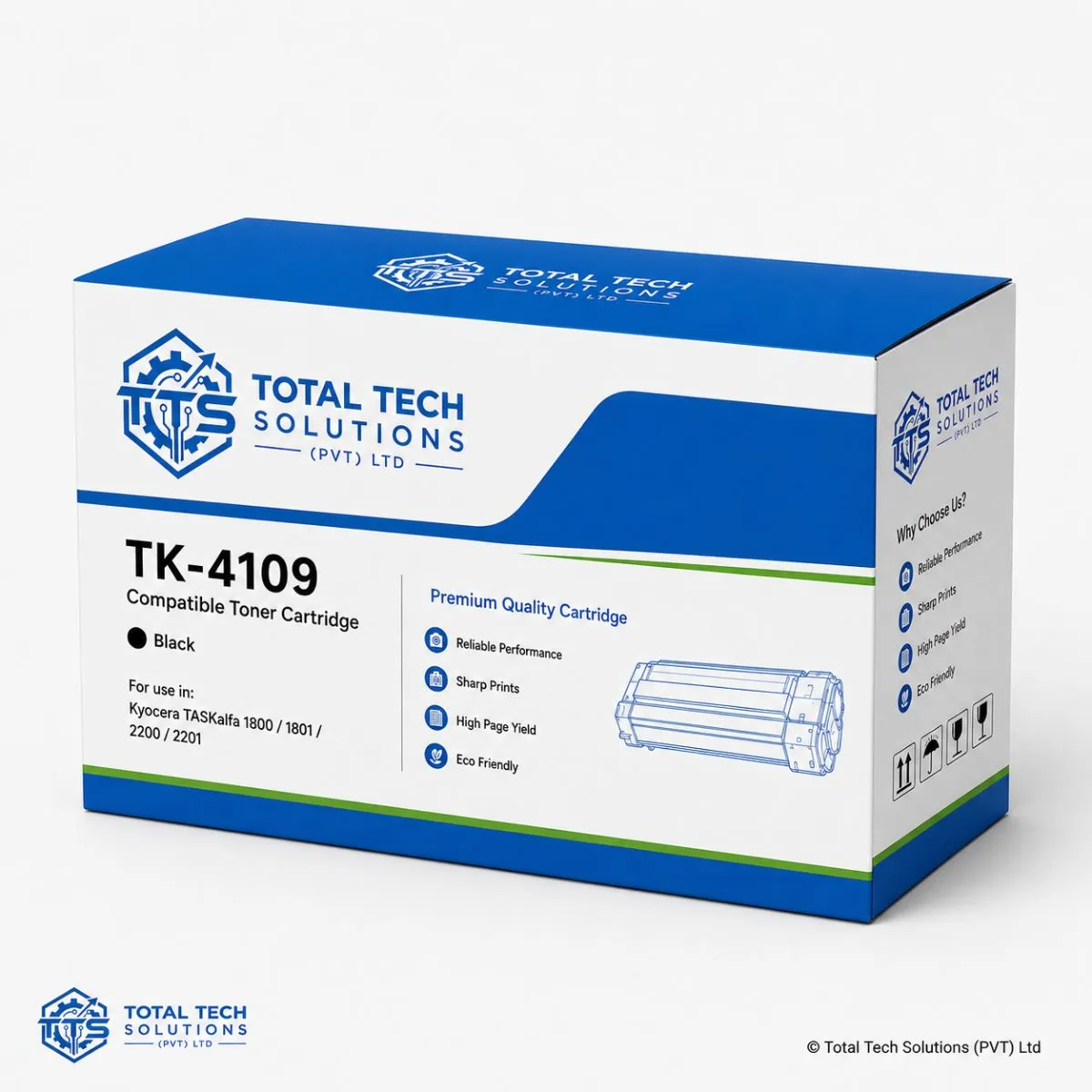 Total Tech Solutions TK-4109 Compatible Black Toner Cartridge for Kyocera TASKalfa 1800/1801/2200/2201, image 3