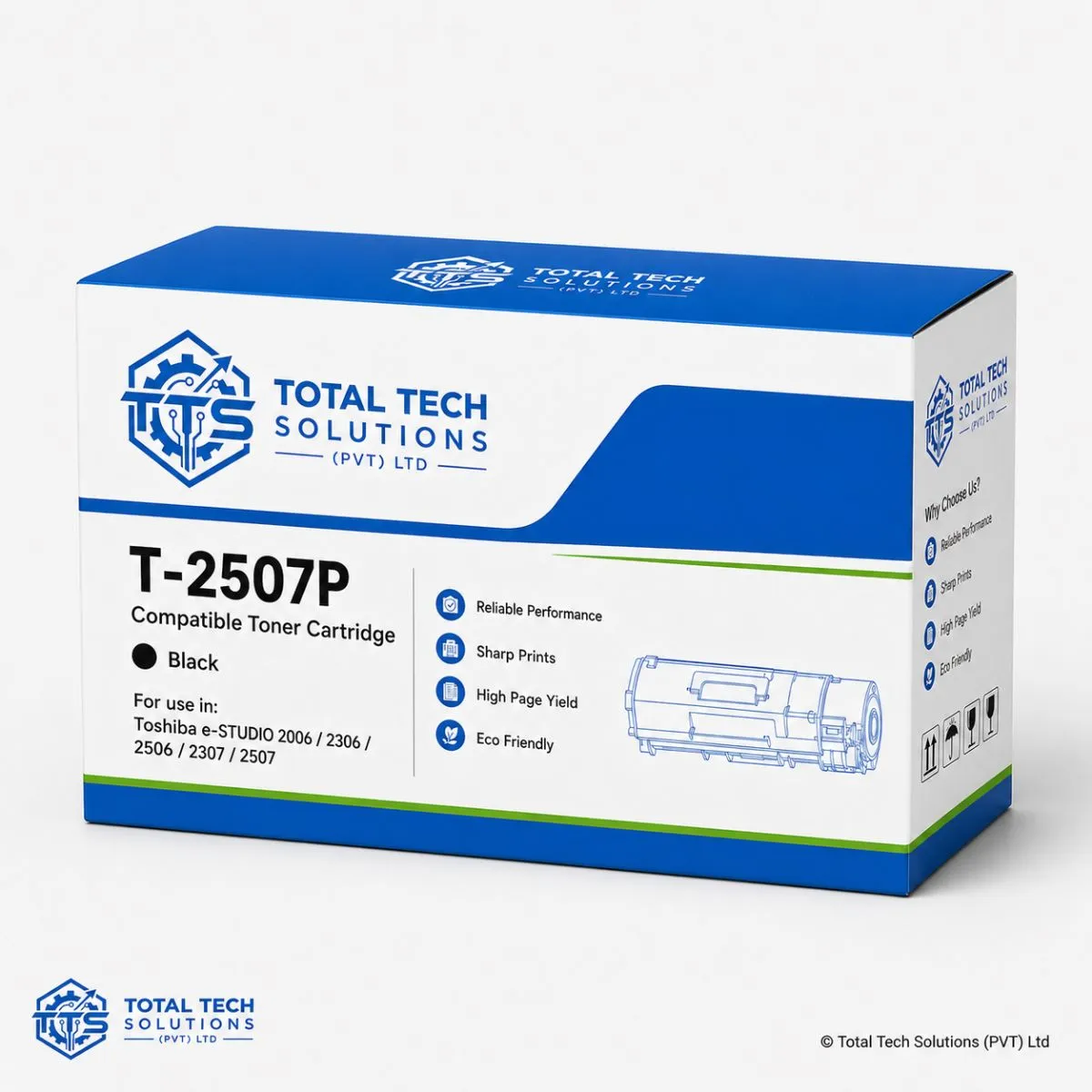 Total Tech Solutions Toshiba T-2507P Compatible Black Toner Cartridge, image 2