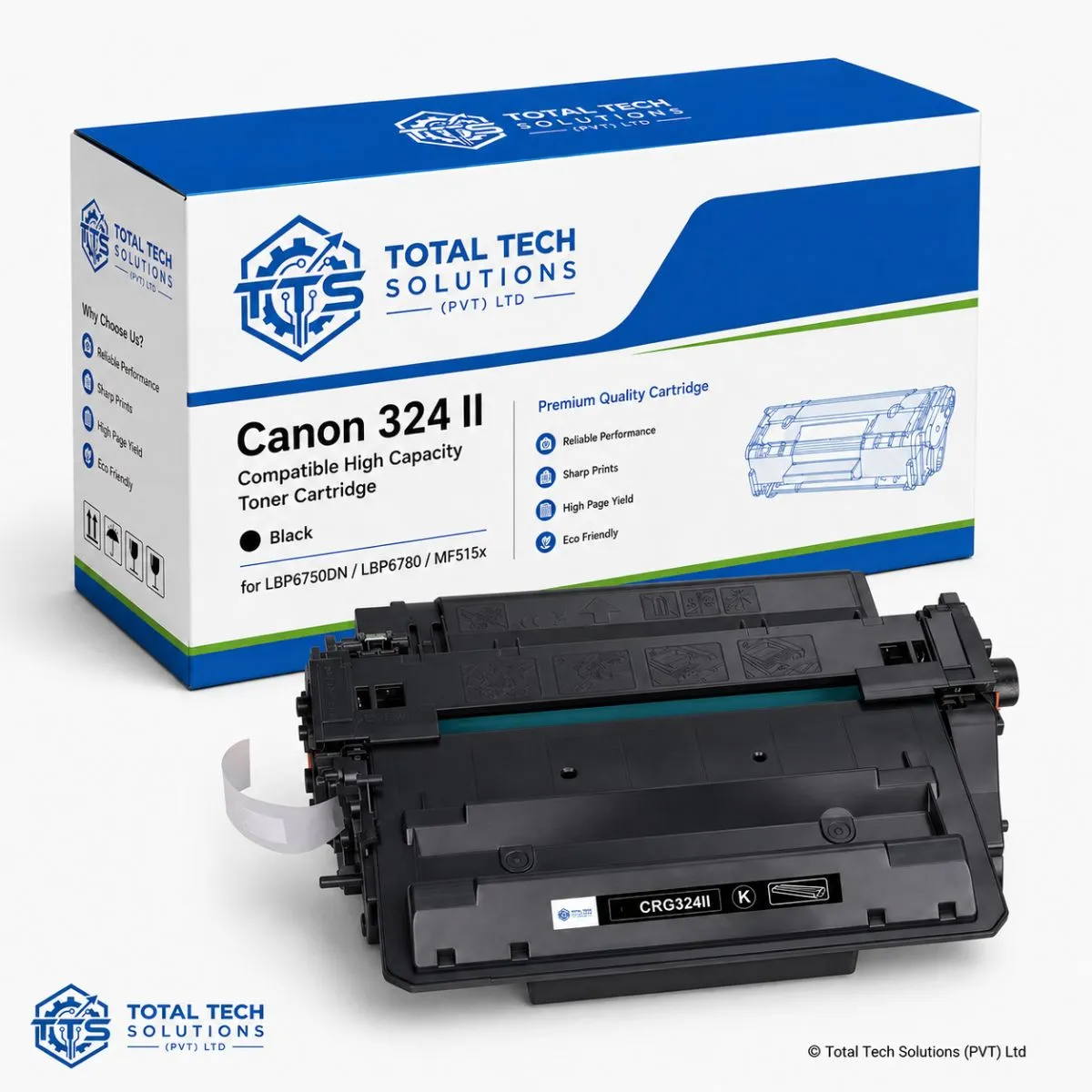 Total Tech Solutions Canon 324 II Black Compatible High-Capacity Toner Cartridge for LBP6750DN / LBP6780x / MF515x