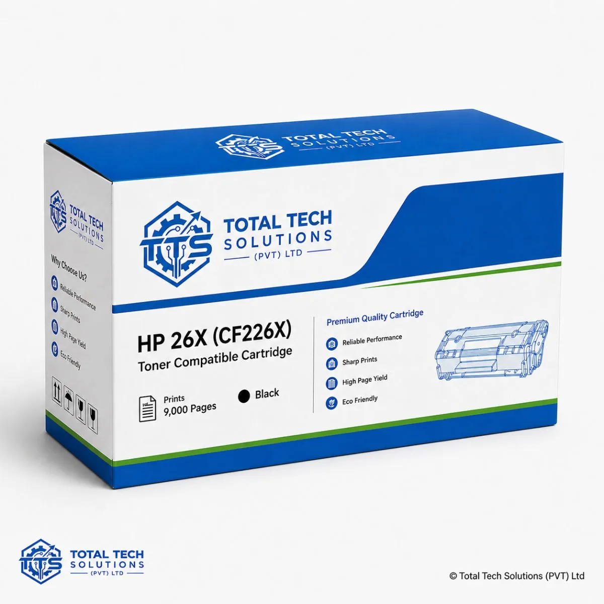 Total Tech Solutions HP 26X Compatible High-Yield Black Toner Cartridge - CF226X - Prints 9,000 Pages, image 4
