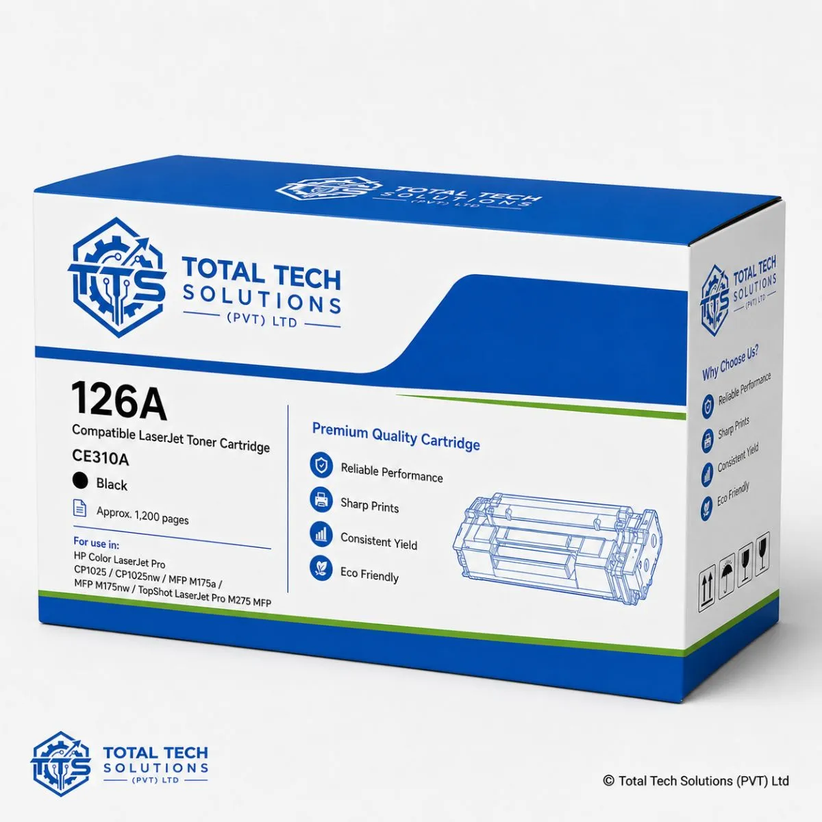 HP Compatible 126A Black Compatible LaserJet Toner Cartridge, image 2