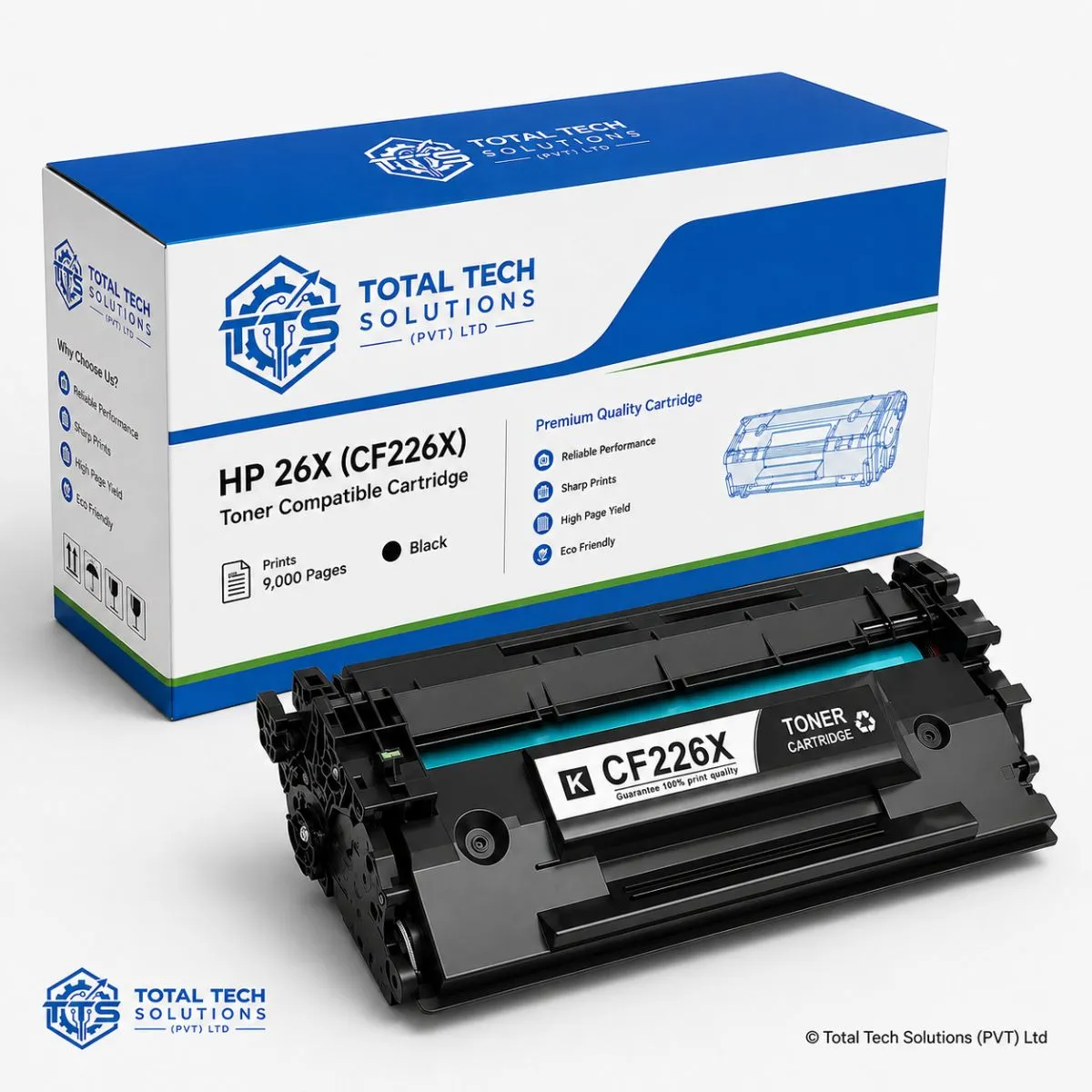 Total Tech Solutions HP 26X Compatible High-Yield Black Toner Cartridge - CF226X - Prints 9,000 Pages, image 3