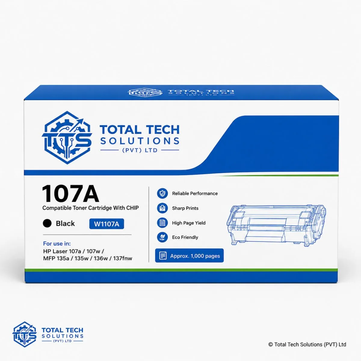 HP Compatible 107A Compatible Toner Cartridge With Chip