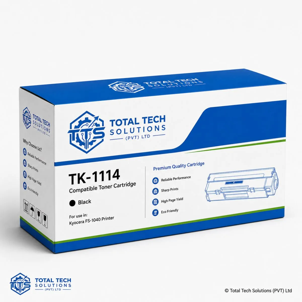 Total Tech Solutions TK-1114 Compatible Black Toner Cartridge for Kyocera FS-1040