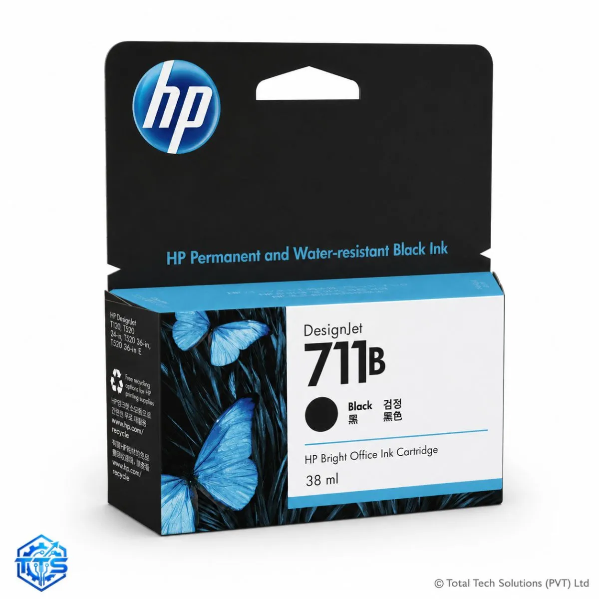 HP 711B 38-ml Black Original DesignJet Ink Cartridge for T120 / T520, image 4