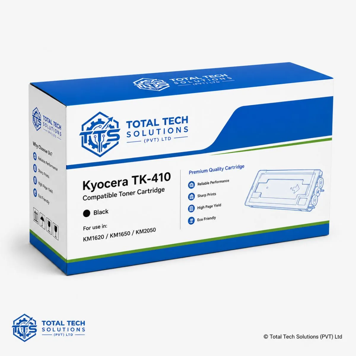 Total Tech Solutions Kyocera TK-410 Compatible Black Toner Cartridge for KM-1620 / KM-1650 / KM-2050, image 3