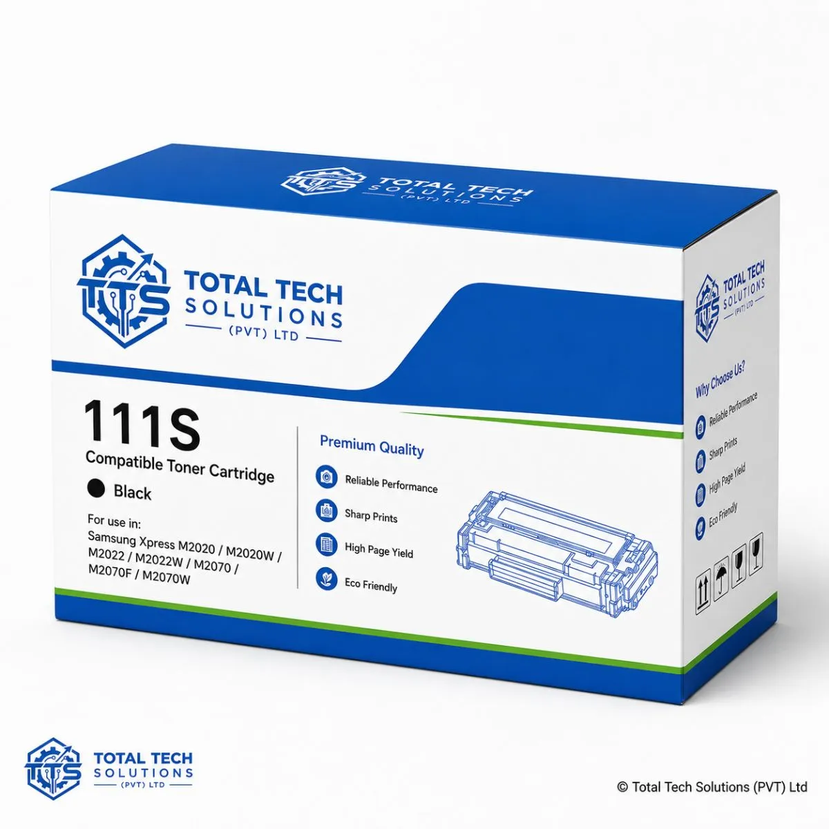 Total Tech Solutions Samsung MLT-D111S Compatible Black Toner Cartridge for Xpress M2020 / M2026 / M2070 / M2071 Series, image 3