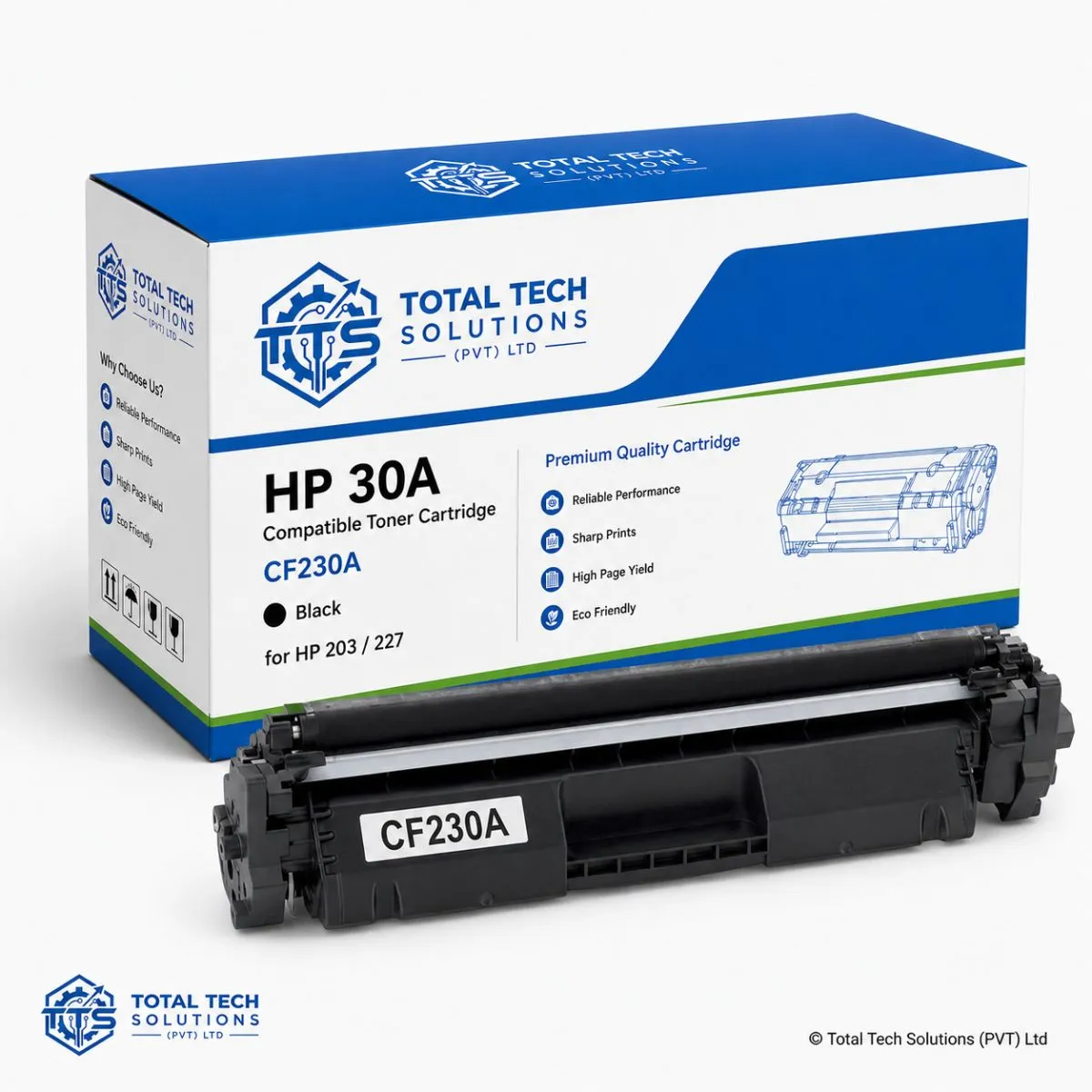 Total Tech Solutions HP 30A Compatible Black Toner Cartridge for HP LaserJet Pro M203 / M227 - CF230A