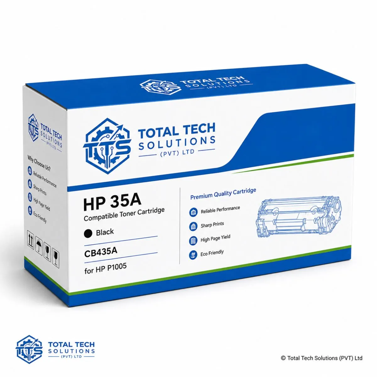 Total Tech Solutions HP 35A Compatible Black Toner Cartridge for HP LaserJet P1005 - CB435A, image 2