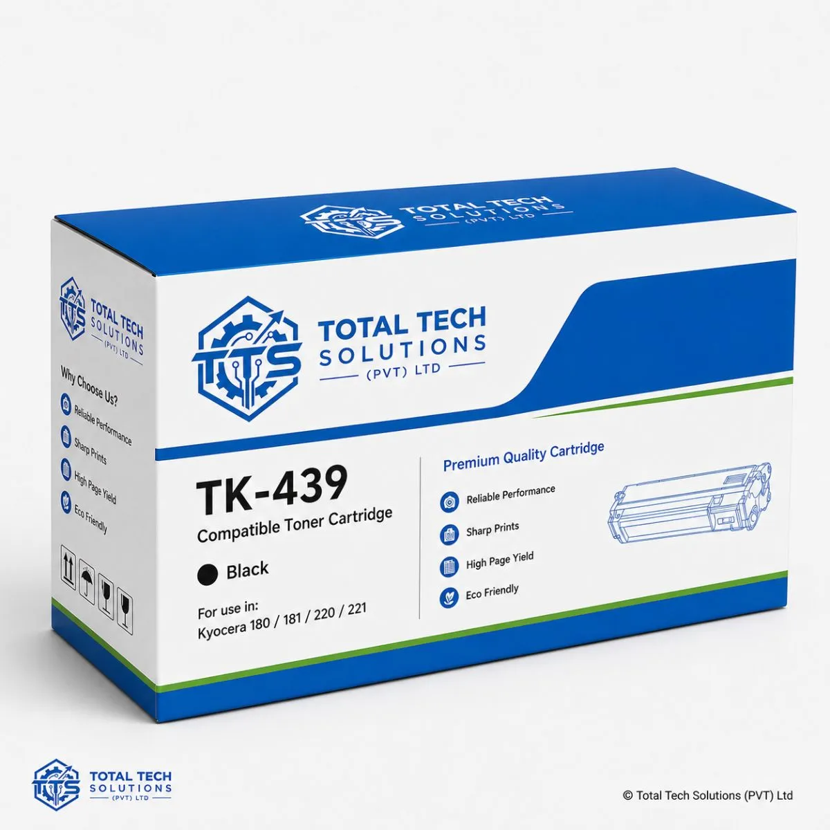 Total Tech Solutions TK-439 Compatible Black Toner Cartridge for Kyocera TASKalfa 180/181/220/221, image 3