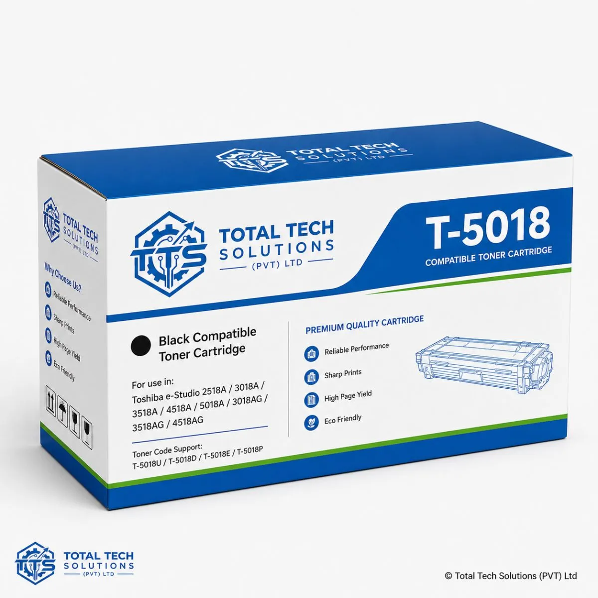 Total Tech Solutions Toshiba T-5018 Compatible Black Toner Cartridge for e-STUDIO 2518A / 3018A / 3518A / 4518A / 5018A Series