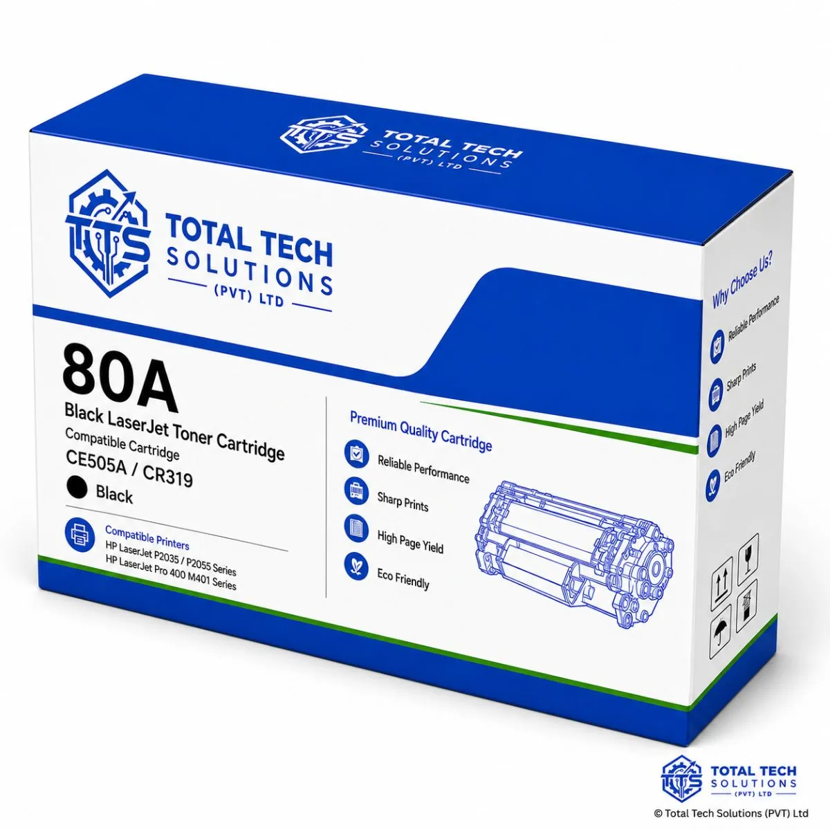 Compatible HP 80A ,CE505A,CR319 Black Laser Toner