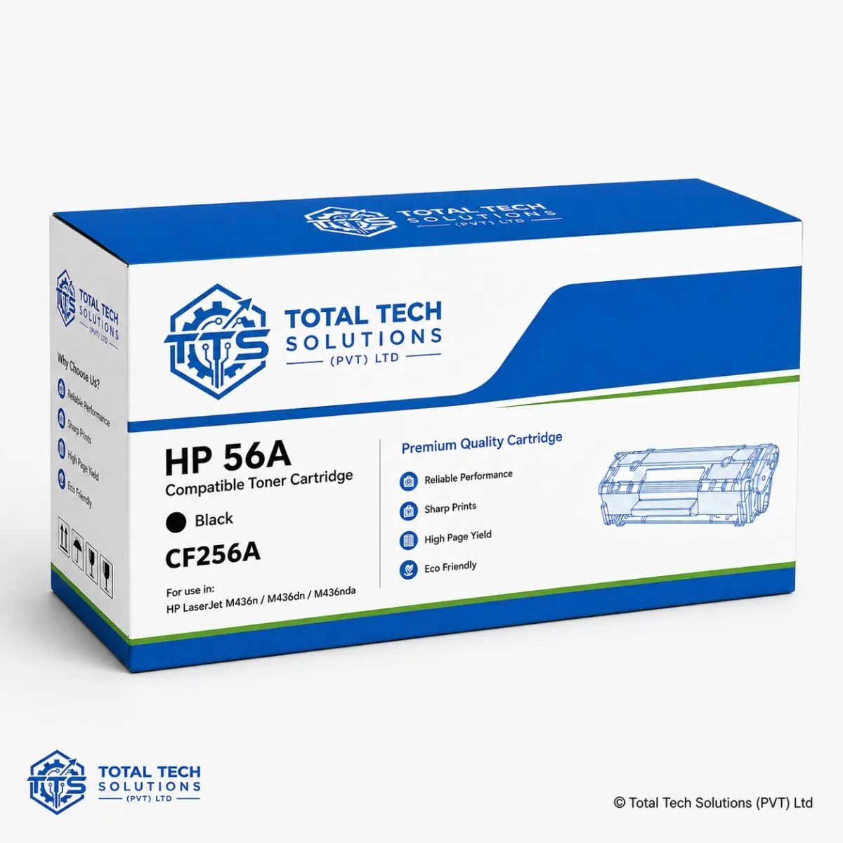 Total Tech Solutions HP 56A Compatible Black Toner Cartridge - CF256A, image 2
