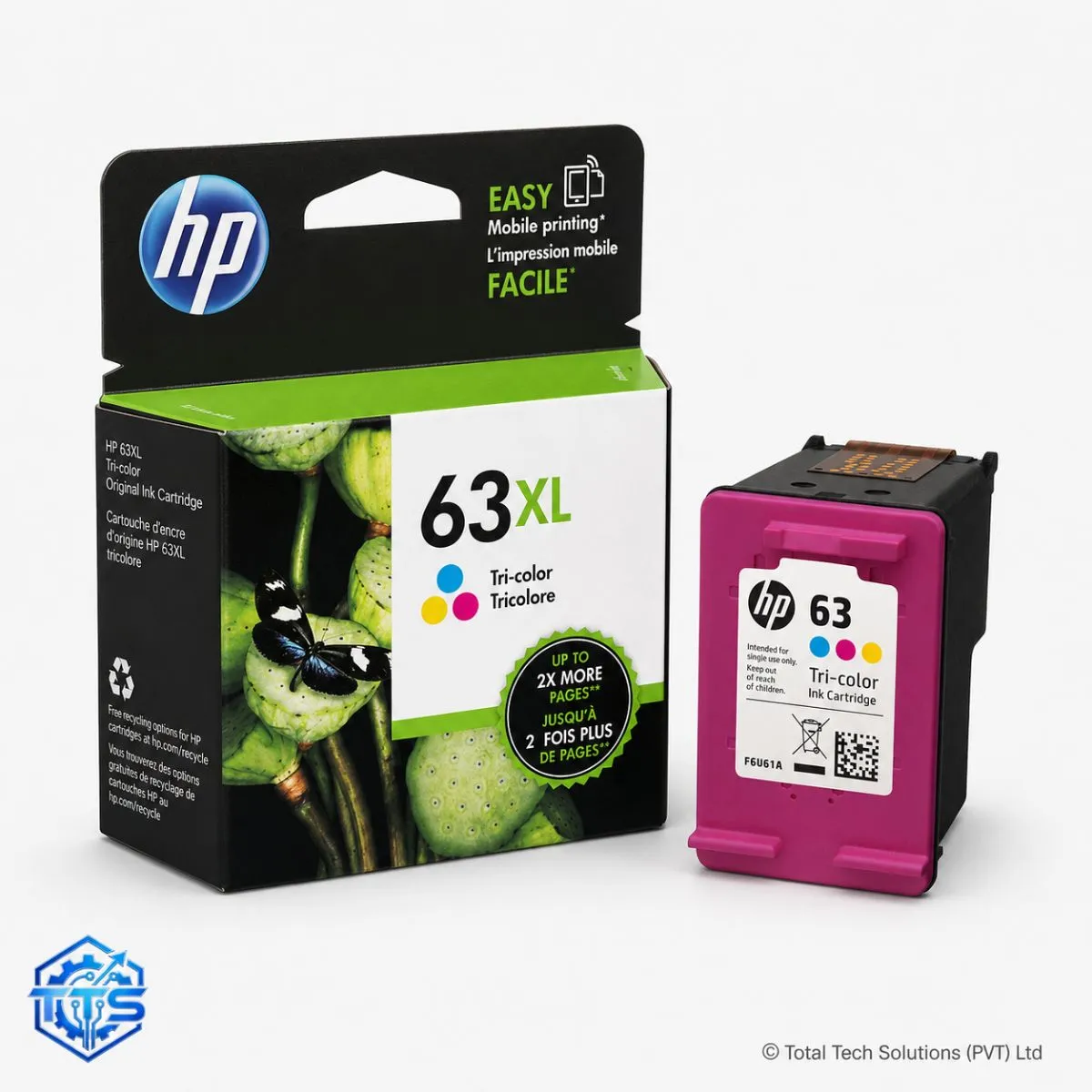 HP 63XL High Yield Tri-color Original Ink Cartridge, image 2