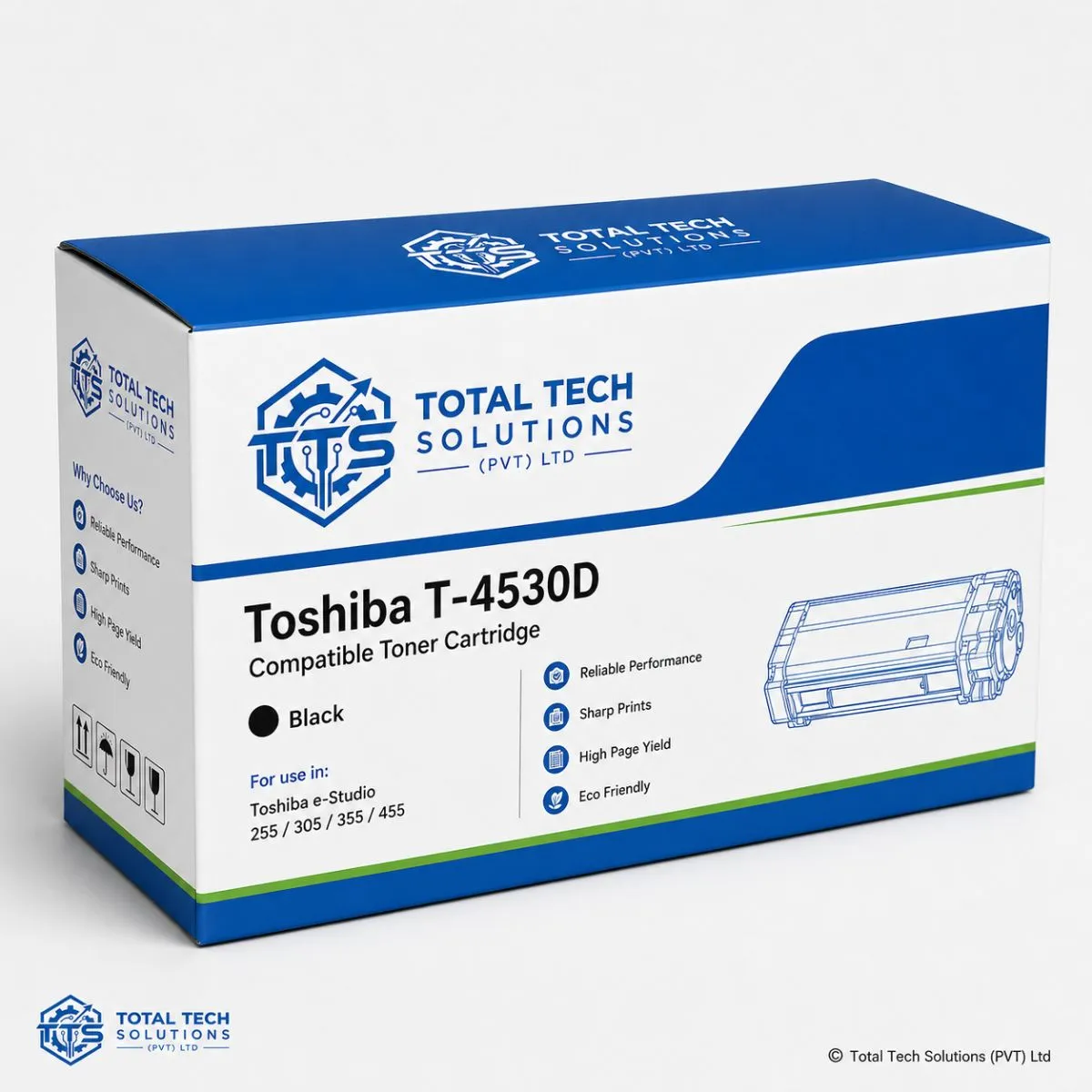 Total Tech Solutions Toshiba T-4530D Compatible Black Toner Cartridge for e-STUDIO 255 / 305 / 355 / 455