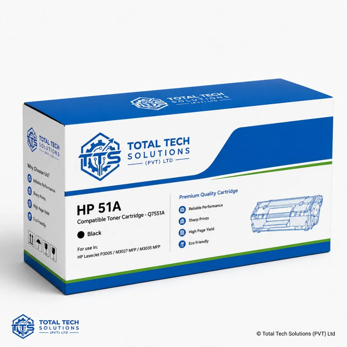 Total Tech Solutions HP 51A Compatible Black Toner Cartridge - Q7551A, image 3