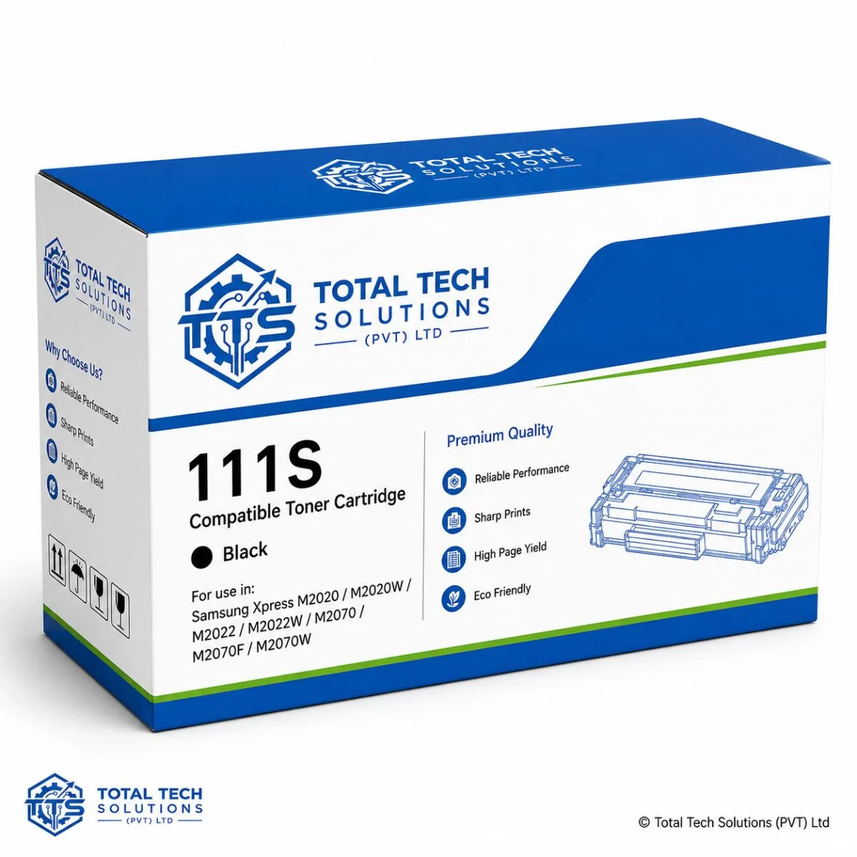 Total Tech Solutions Samsung MLT-D111S Compatible Black Toner Cartridge for Xpress M2020 / M2026 / M2070 / M2071 Series