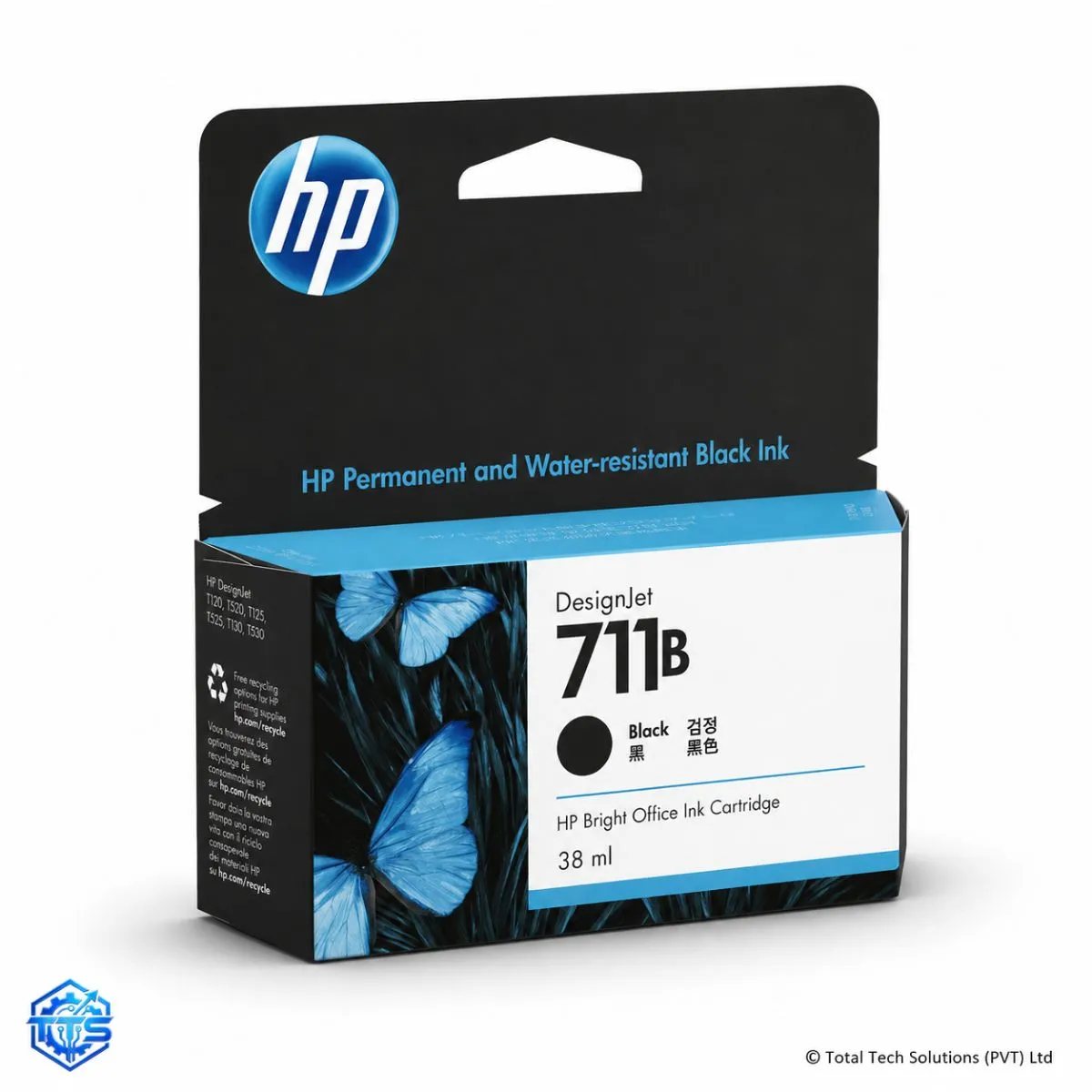 HP 711B 38-ml Black Original DesignJet Ink Cartridge for T120 / T520, image 2