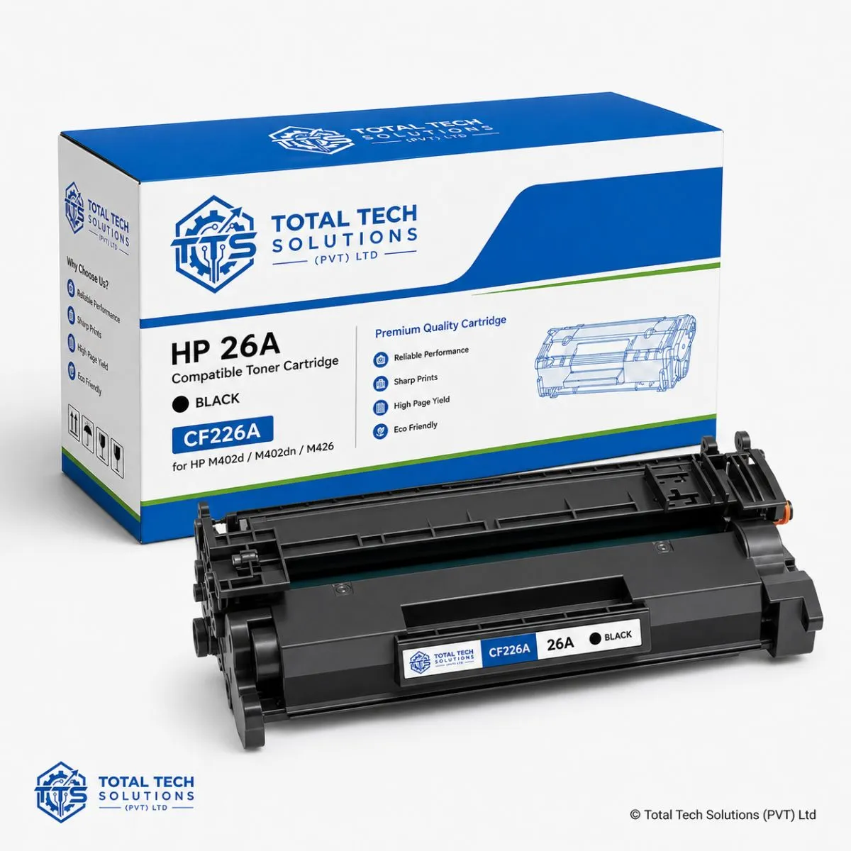 Total Tech Solutions HP 26A Compatible Black Toner Cartridge for HP M402d / M402dn / M426 - CF226A, image 2