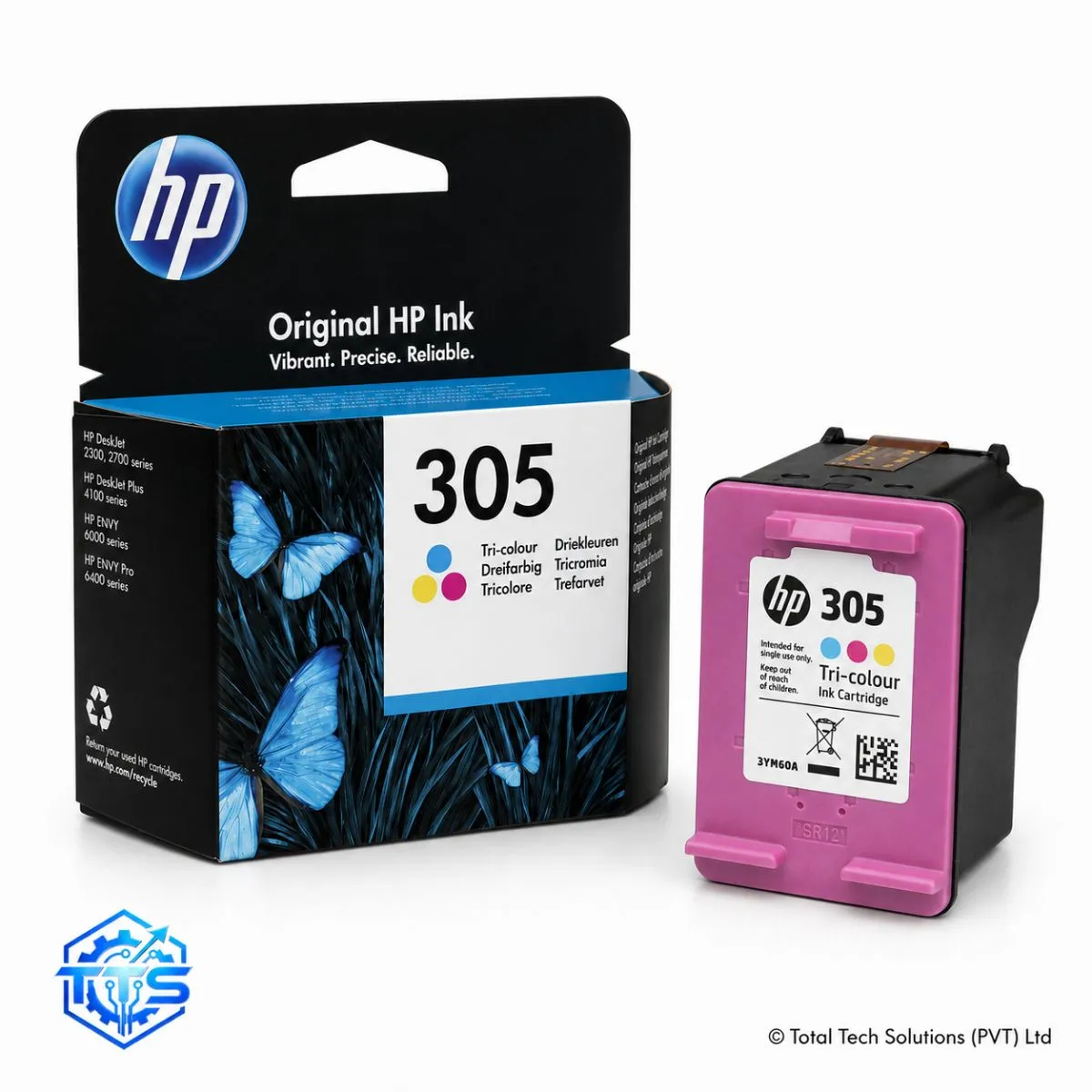 HP 305 Tri-color Original Ink Cartridge, image 2