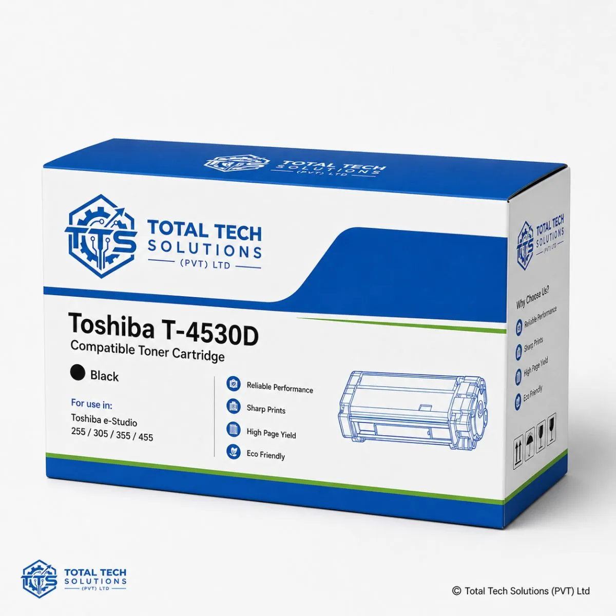 Total Tech Solutions Toshiba T-4530D Compatible Black Toner Cartridge for e-STUDIO 255 / 305 / 355 / 455, image 3