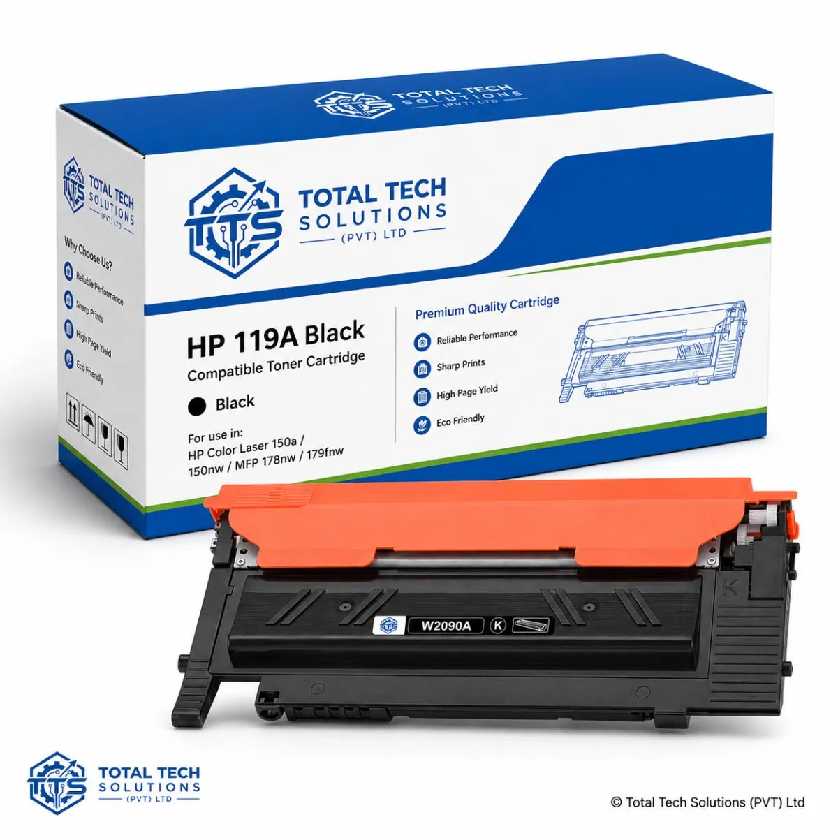 Total Tech Solutions HP 119A Black Compatible Toner Cartridge - W2090A