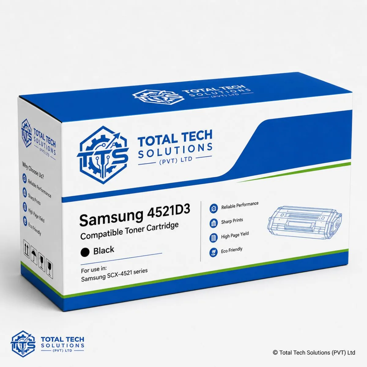 Total Tech Solutions Samsung SCX-4521D3 Compatible Black Toner Cartridge for SCX-4321 / SCX-4521F Printers