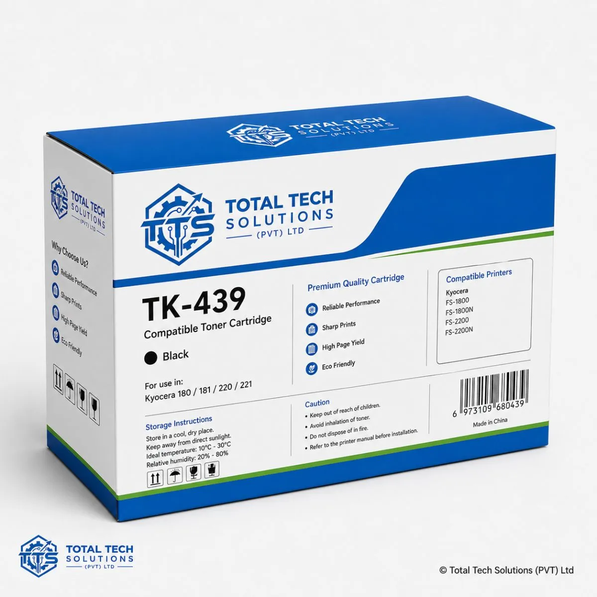 Total Tech Solutions TK-439 Compatible Black Toner Cartridge for Kyocera TASKalfa 180/181/220/221, image 4