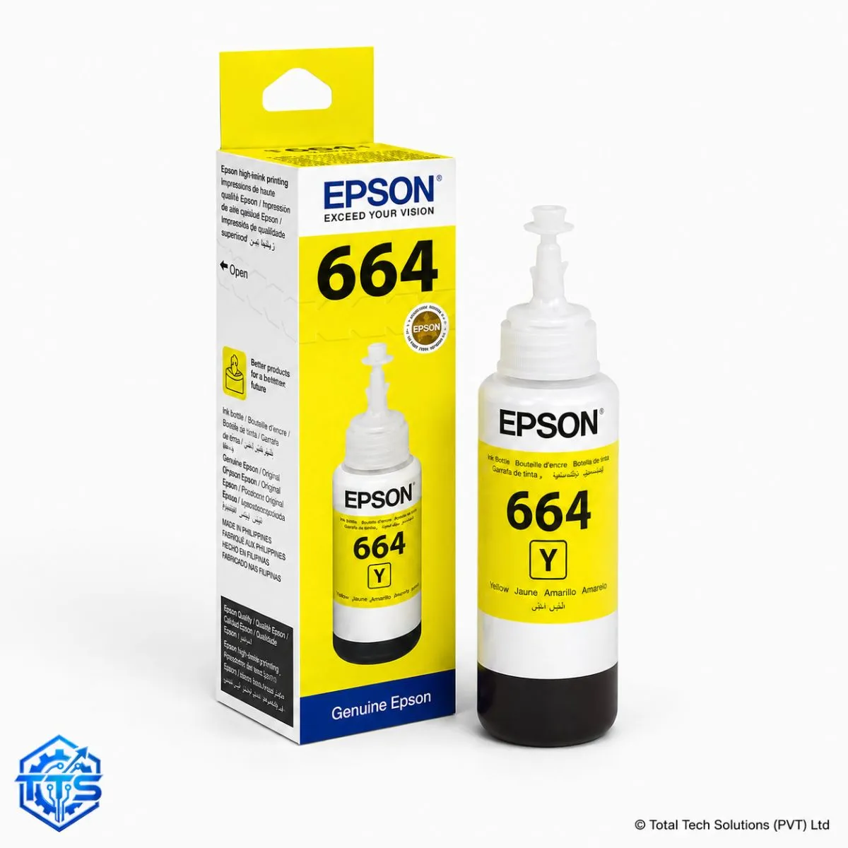 Epson T6644 70ml Yellow Original Ink Bottle for L100 / L110 / L130 / L200 / L300 / L310 / L365 / L550 / L565 / L1300, image 2