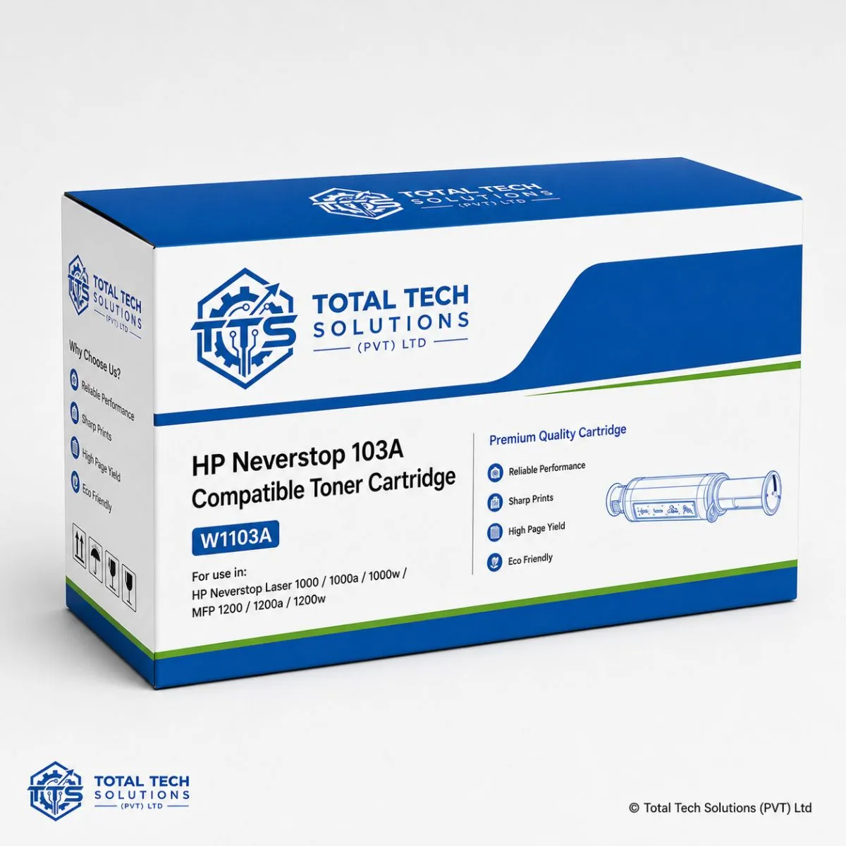 Total Tech Solutions HP Neverstop 103A / W1103A Compatible Black Toner Reload Kit, image 2