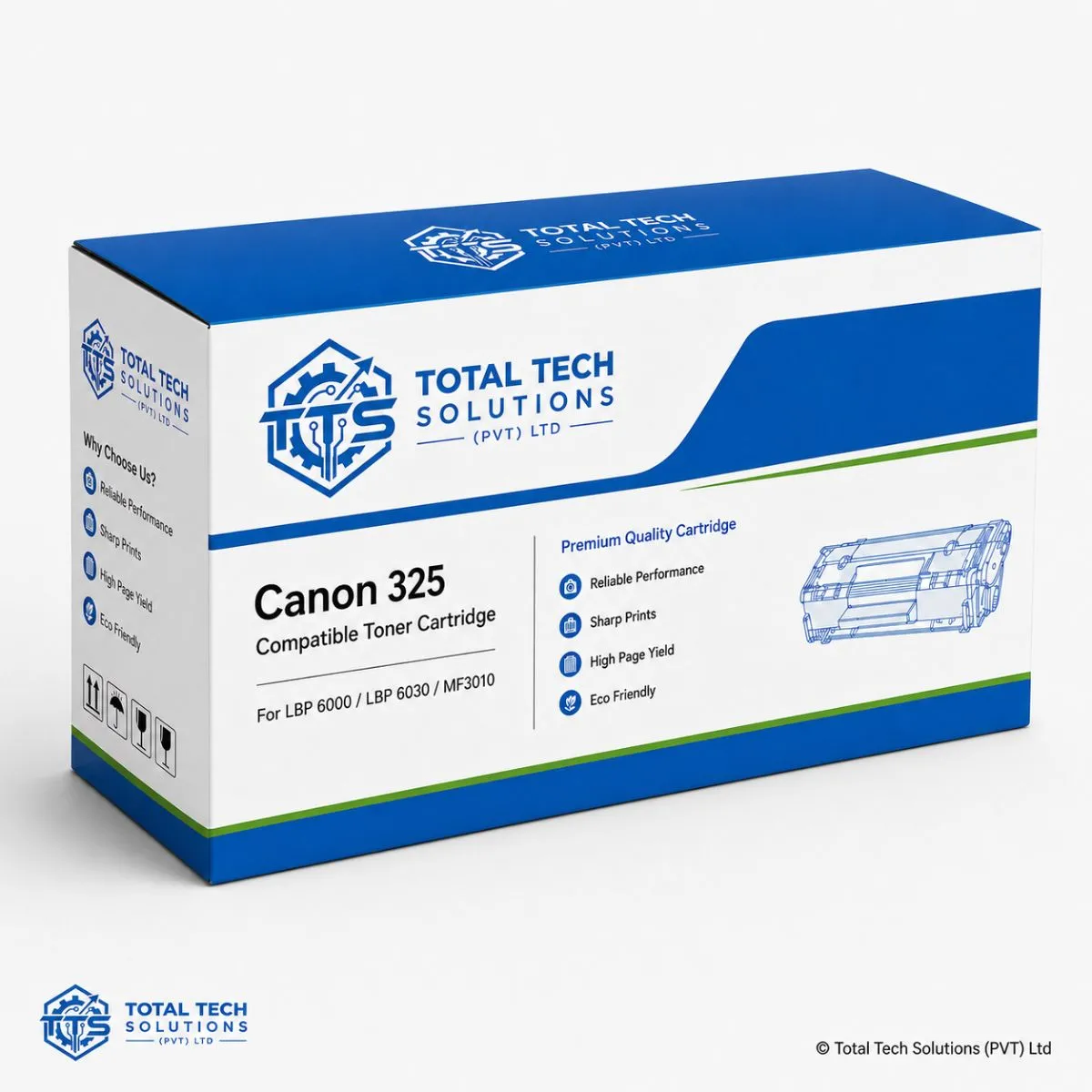 Total Tech Solutions Canon 325 Black Compatible Toner Cartridge for LBP6000/LBP6030, image 2