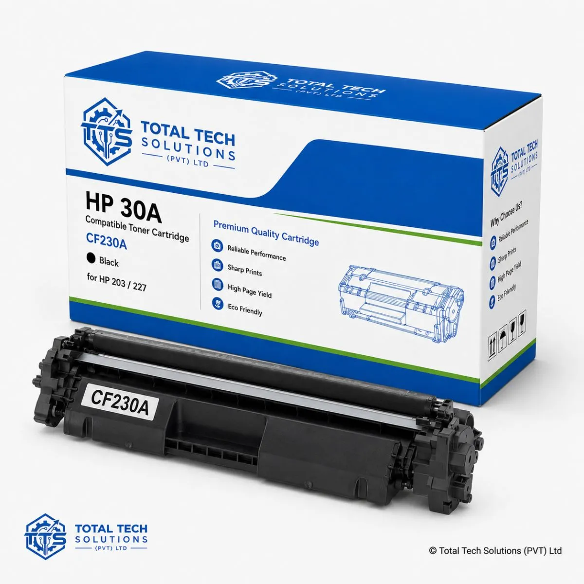Total Tech Solutions HP 30A Compatible Black Toner Cartridge for HP LaserJet Pro M203 / M227 - CF230A, image 2