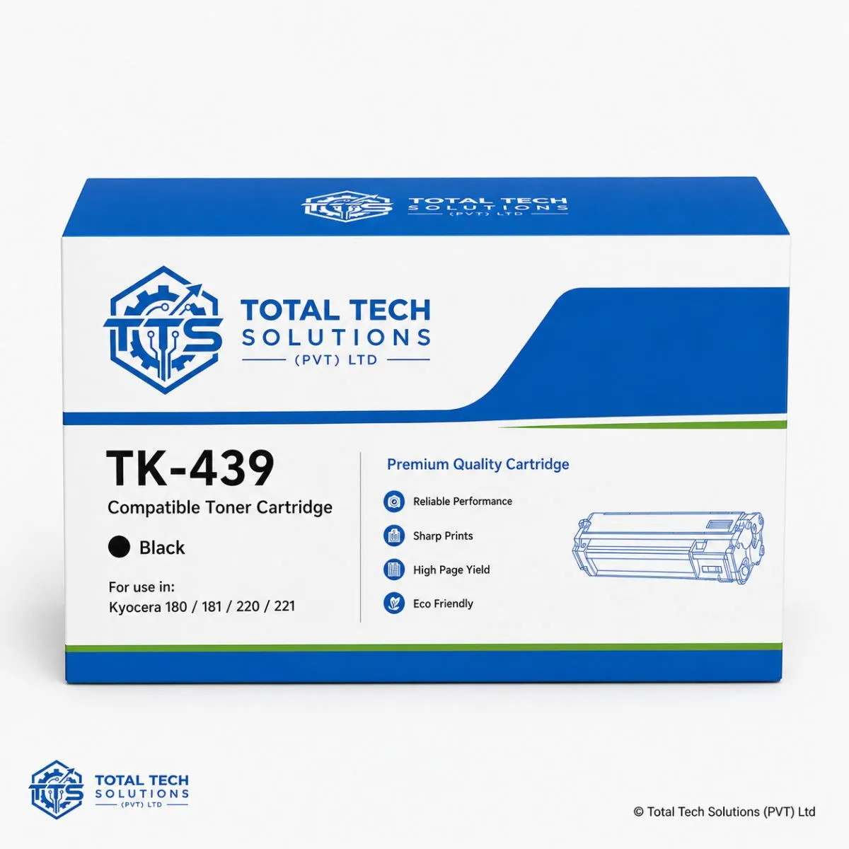 Total Tech Solutions TK-439 Compatible Black Toner Cartridge for Kyocera TASKalfa 180/181/220/221, image 2