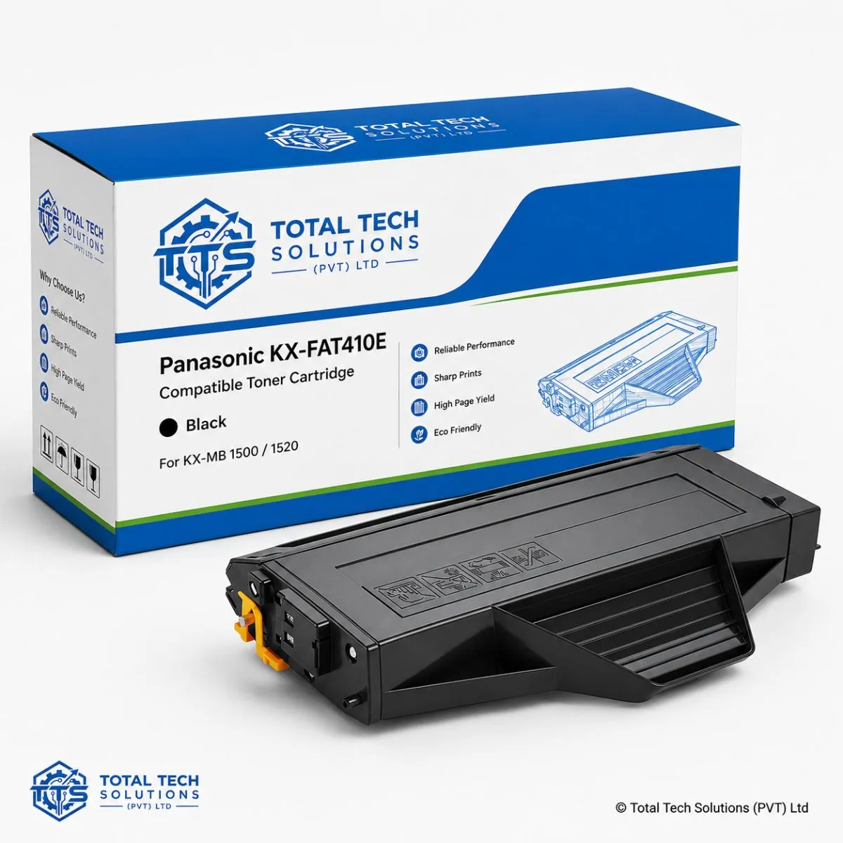Total Tech Solutions Panasonic KX-FAT410E Compatible Black Toner Cartridge for KX-MB1500 / KX-MB1520