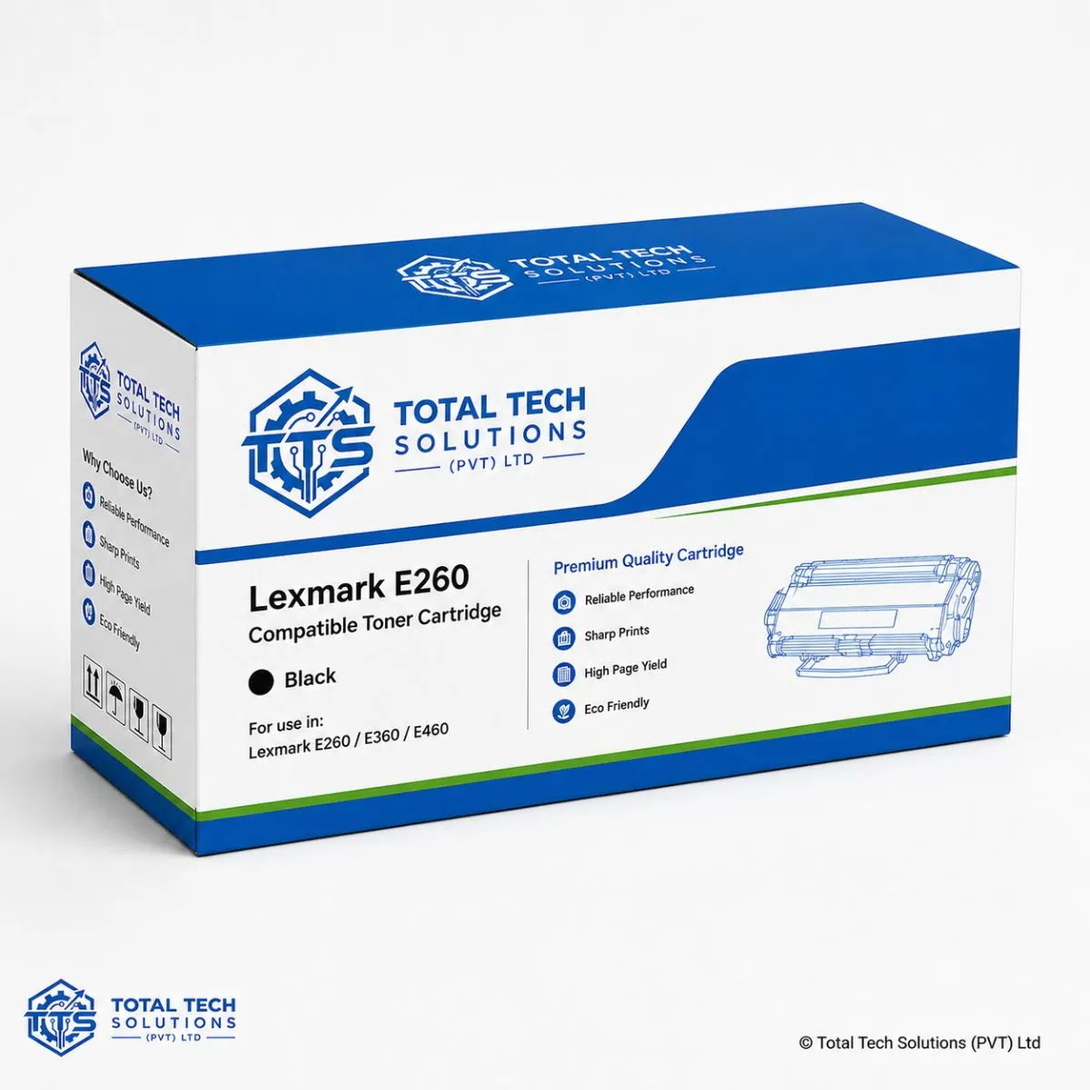 Total Tech Solutions Lexmark E260 Compatible Black Toner Cartridge, image 2