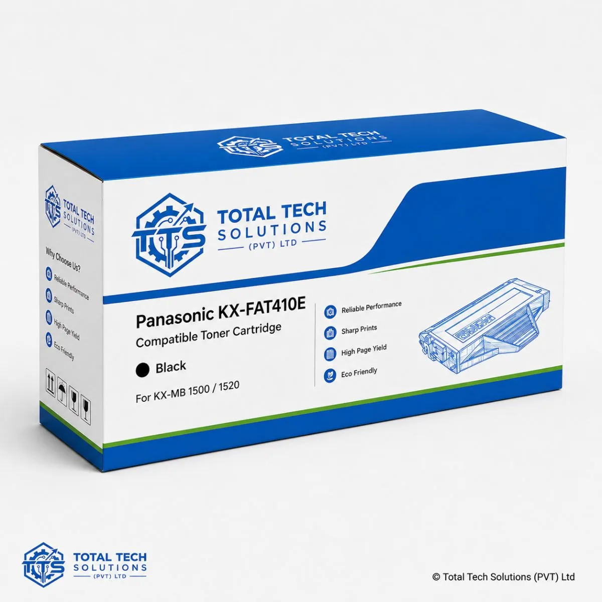 Total Tech Solutions Panasonic KX-FAT410E Compatible Black Toner Cartridge for KX-MB1500 / KX-MB1520, image 3