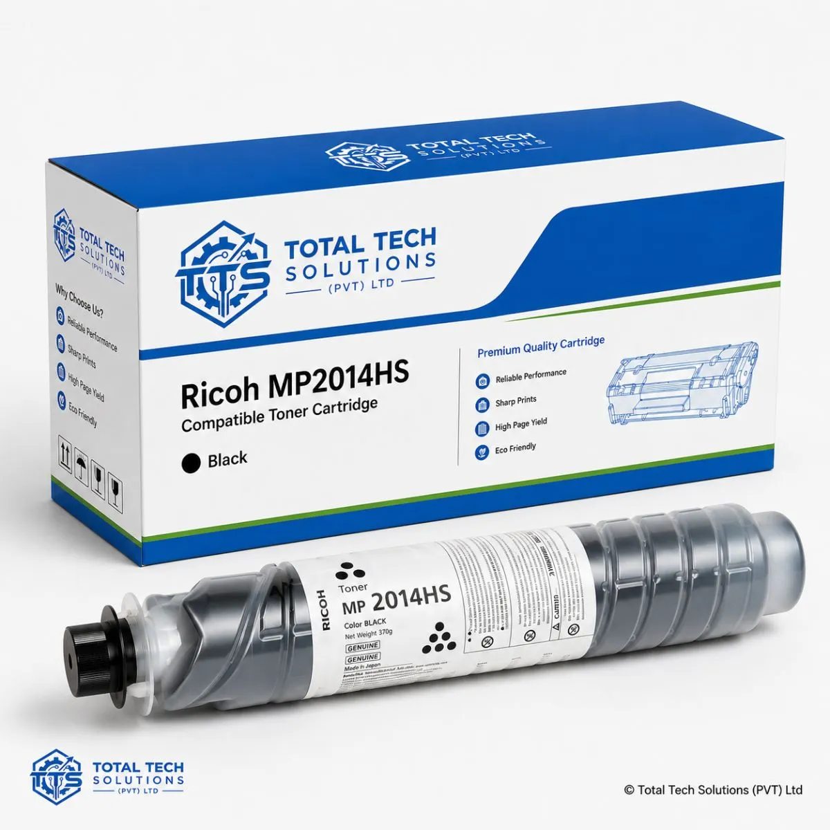 Total Tech Solutions Ricoh MP 2014HS Compatible Black Toner Cartridge for MP 2014 / MP 2014D / MP 2014AD, image 2
