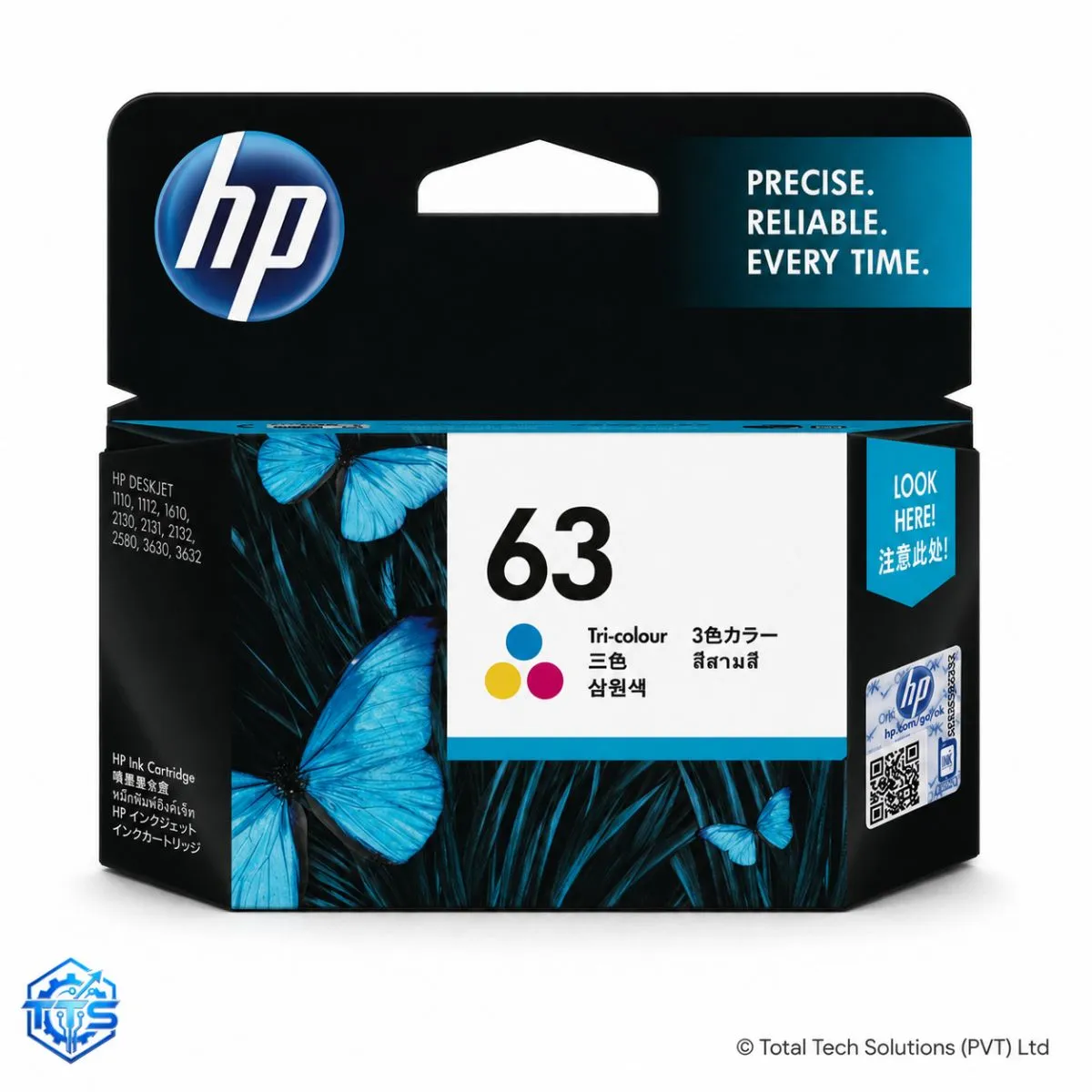 HP 63 Tri-color Original Ink Cartridge for HP 1110 / 1112 / 3830 / 2130 / 2132 / 4650