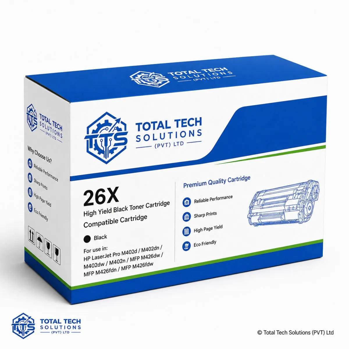 HP 26X High Yield Black Compatible Toner Cartridge, image 3