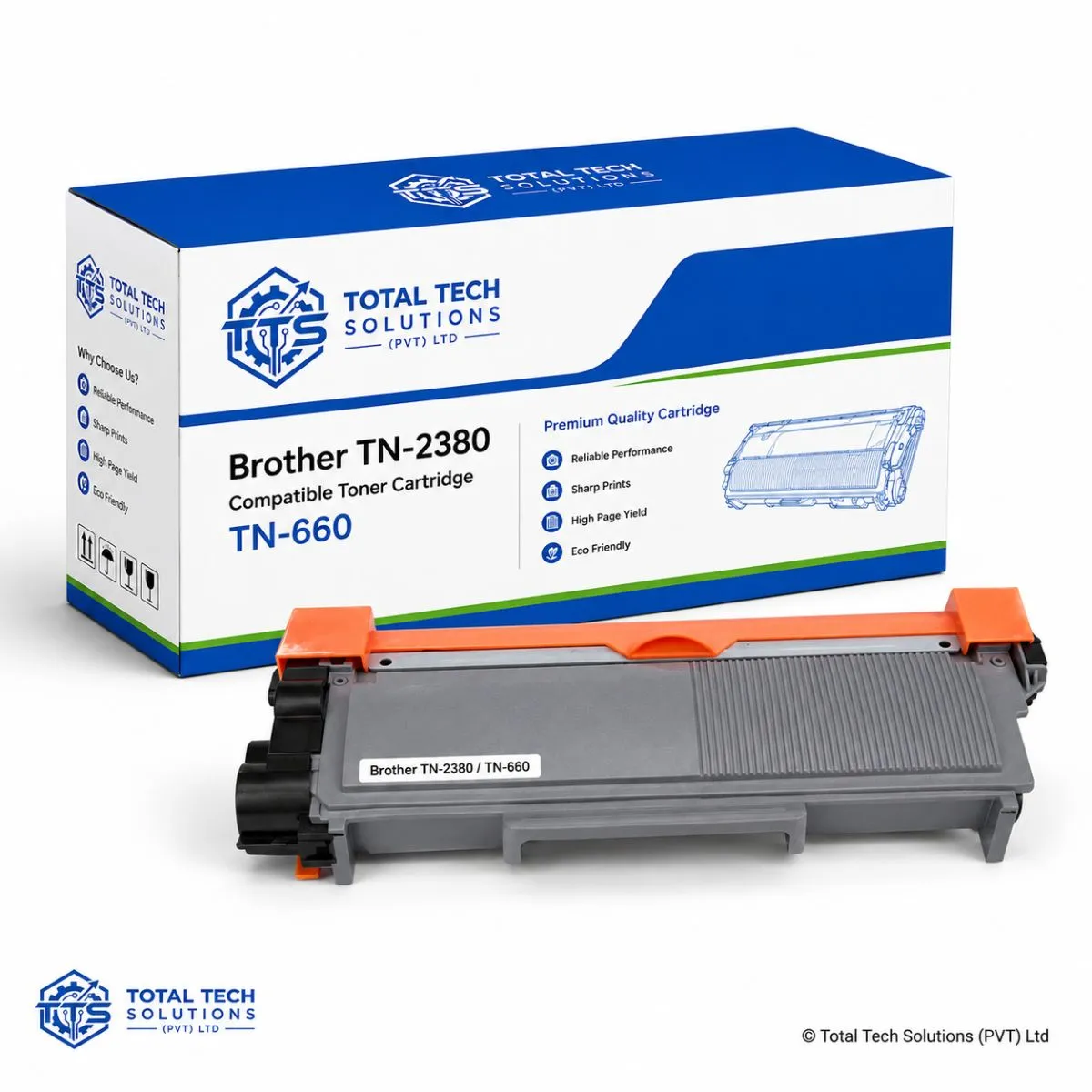 Total Tech Solutions Brother TN-2380 / TN-660 Compatible High-Yield Black Toner Cartridge
