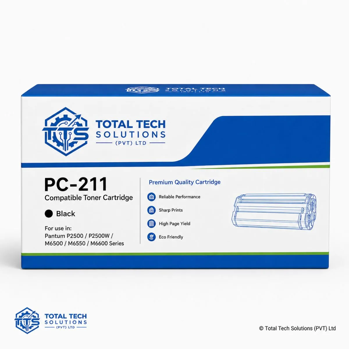 Pantum PC-211 Compatible Black Toner Cartridge for P2500/M6600, image 2