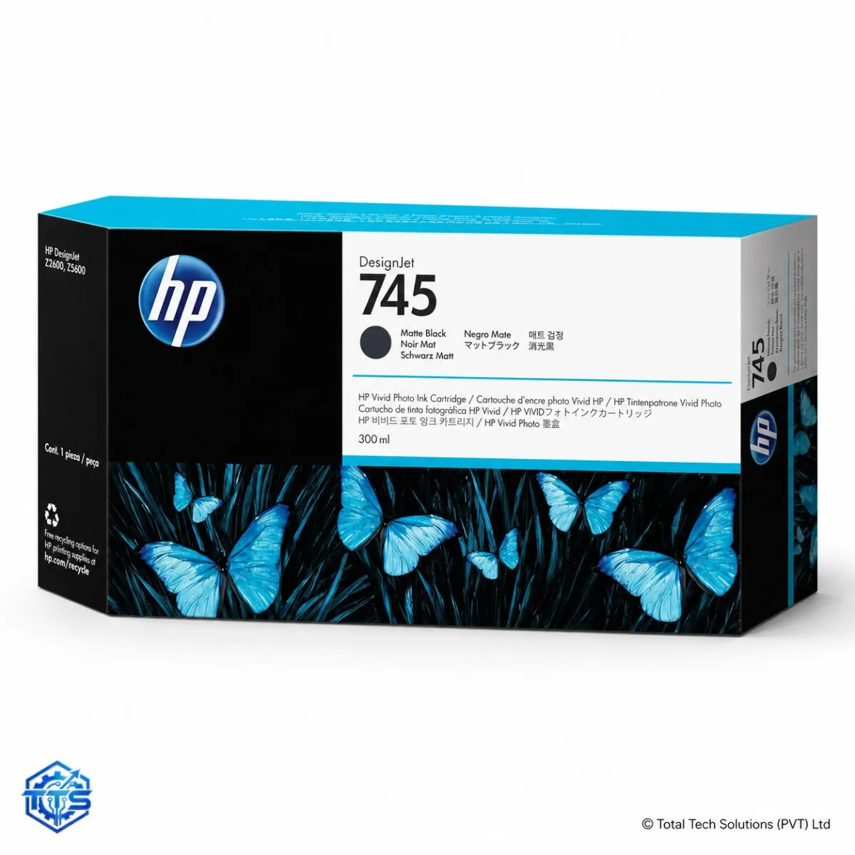 HP 745 300-ml Matte Black Original DesignJet Ink Cartridge, image 4