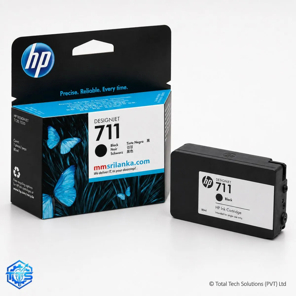 HP 711 80-ml Black Original DesignJet Ink Cartridge for T120 / T520, image 2