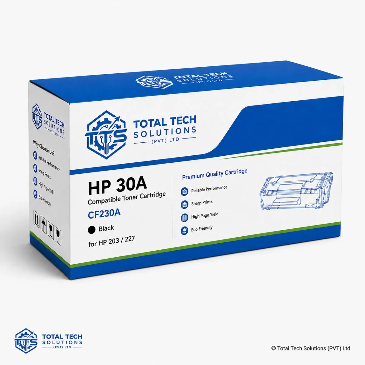Total Tech Solutions HP 30A Compatible Black Toner Cartridge for HP LaserJet Pro M203 / M227 - CF230A, image 3