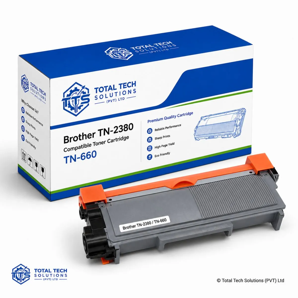 Total Tech Solutions Brother TN-2380 / TN-660 Compatible High-Yield Black Toner Cartridge, image 2