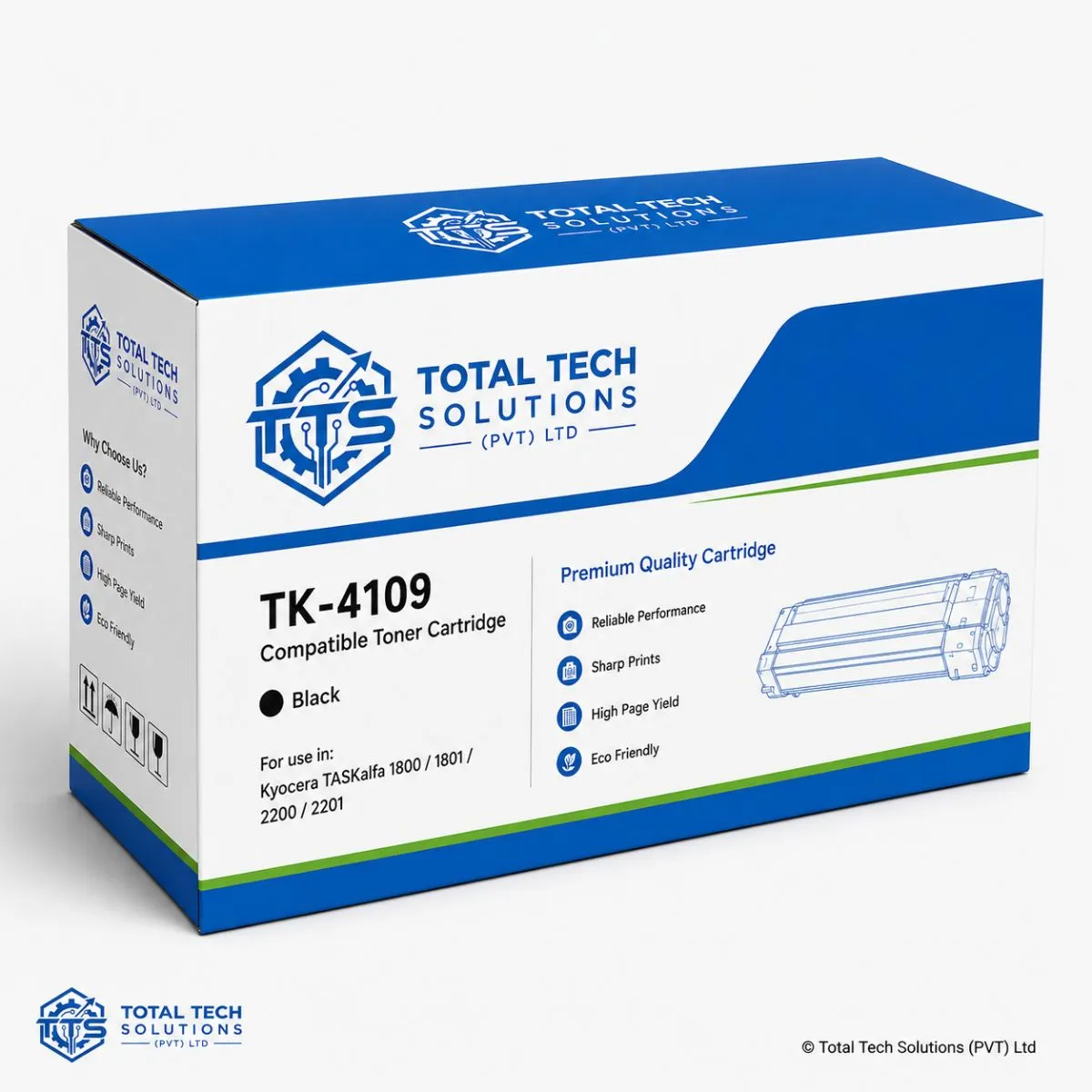 Total Tech Solutions TK-4109 Compatible Black Toner Cartridge for Kyocera TASKalfa 1800/1801/2200/2201