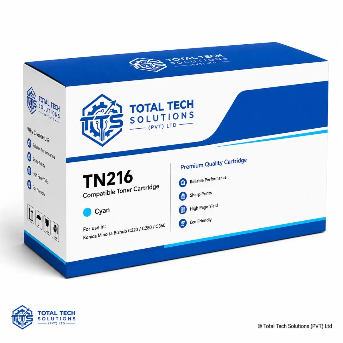 Total Tech Solutions TN-216 Compatible Black Toner Cartridge for Konica Minolta Bizhub C220/C280/C360