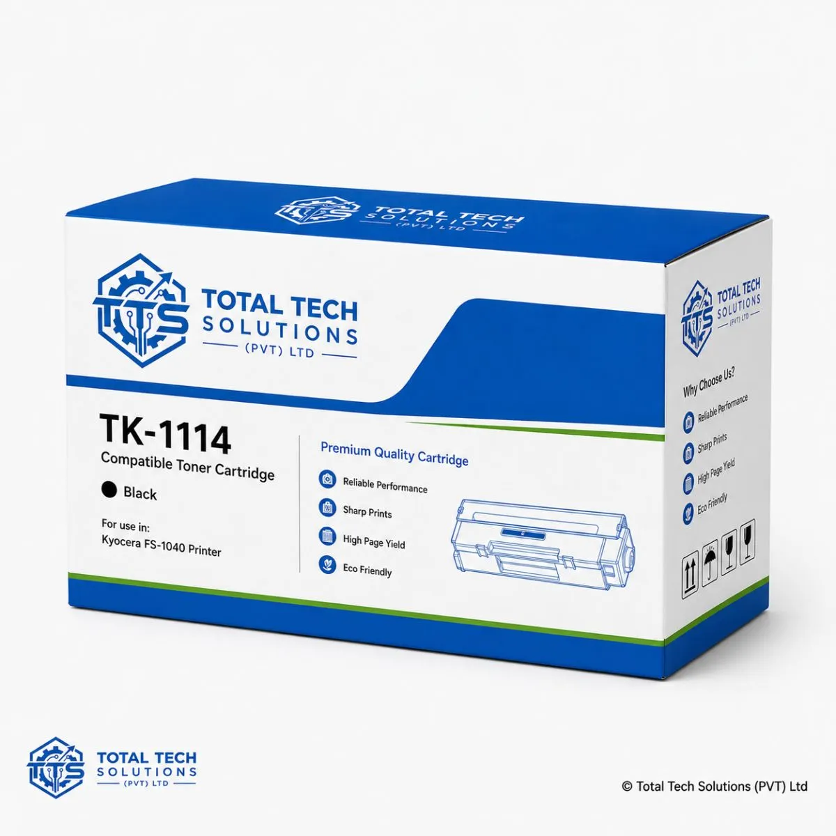 Total Tech Solutions TK-1114 Compatible Black Toner Cartridge for Kyocera FS-1040, image 3