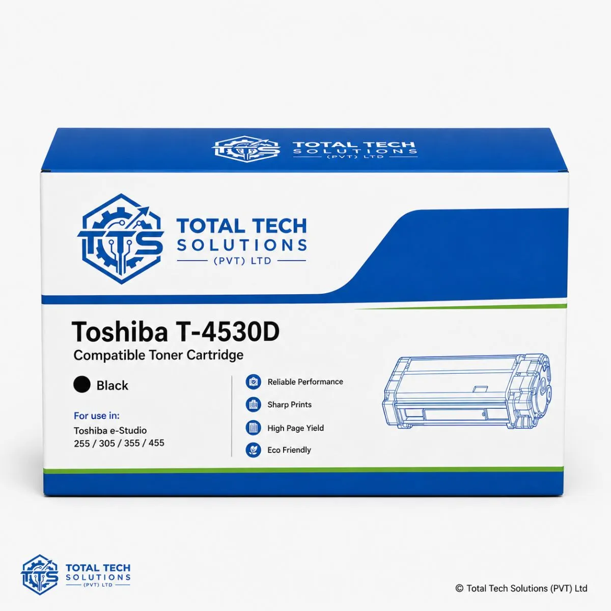 Total Tech Solutions Toshiba T-4530D Compatible Black Toner Cartridge for e-STUDIO 255 / 305 / 355 / 455, image 2
